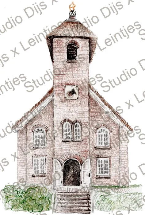 Trouwlocatie Vredeskerkje, illustratie Studio Dijs x Leintjes