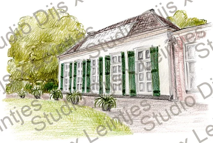 Trouwlocatie Orangerie Vollenhoven, illustratie Studio Dijs x Leintjes