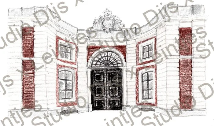 Trouwlocatie Het Spaanse Hof, illustratie Studio Dijs x Leintjes