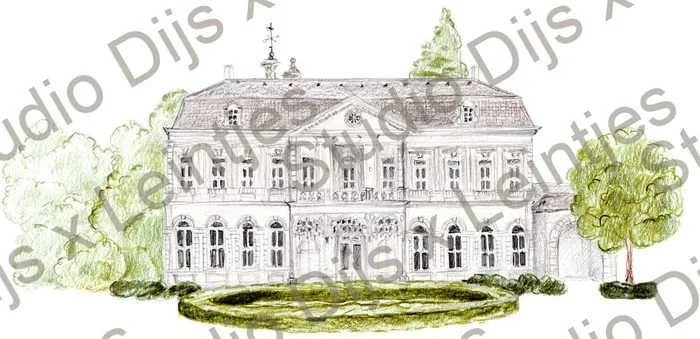 Trouwlocatie Vaeshartelt, illustratie Studio Dijs x Leintjes