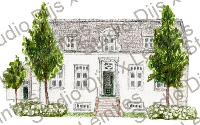 Trouwlocatie Villa Oldenhoff, illustratie Studio Dijs x Leintjes