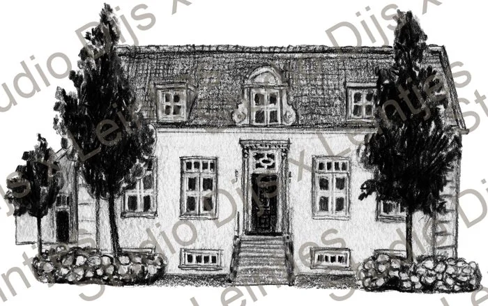 Trouwlocatie Villa Oldenhoff, illustratie Studio Dijs x Leintjes