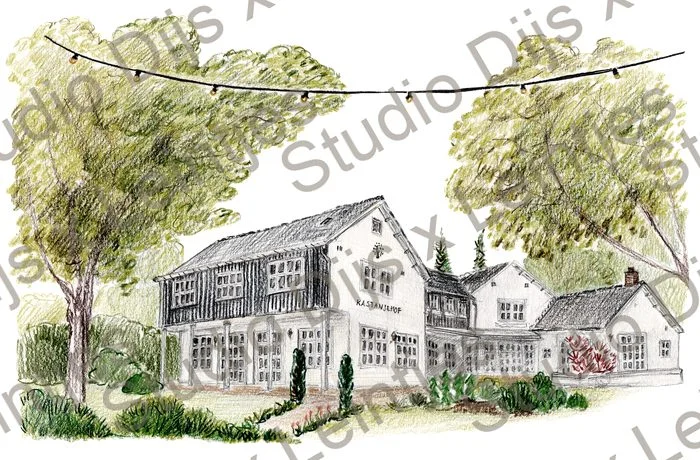 Trouwlocatie Kastanjehof, illustratie Studio Dijs x Leintjes
